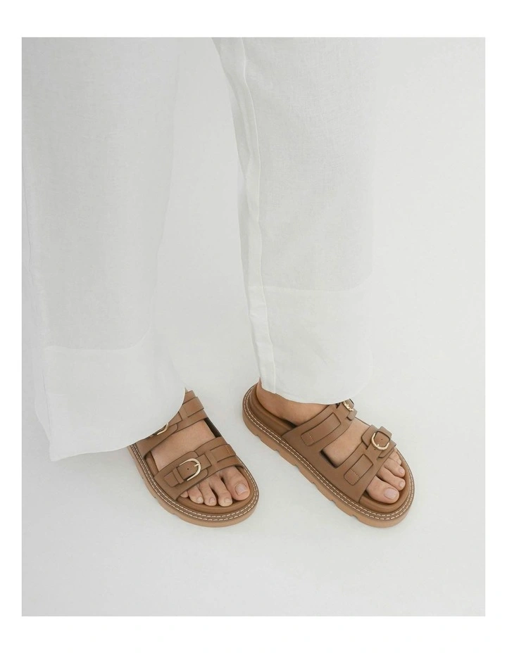 Vichy Flat Sandals in Tan image 2