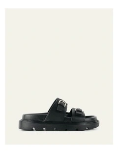 Vichy Flat Sandals in Black