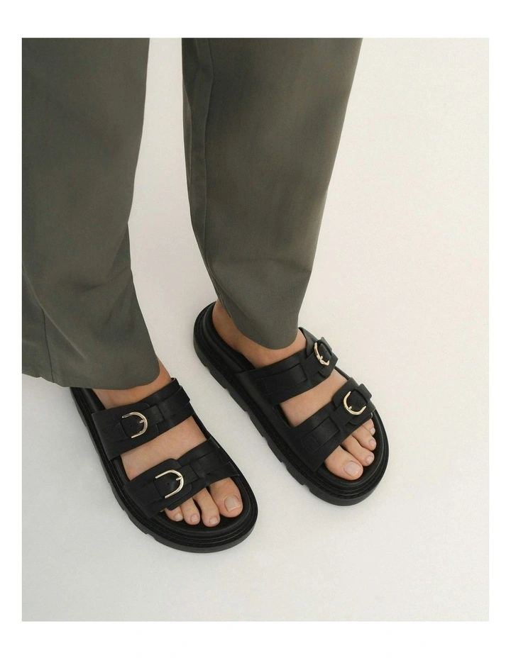 Vichy Flat Sandals in Black image 2