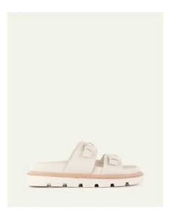 Vichy Flat Sandals in Off White