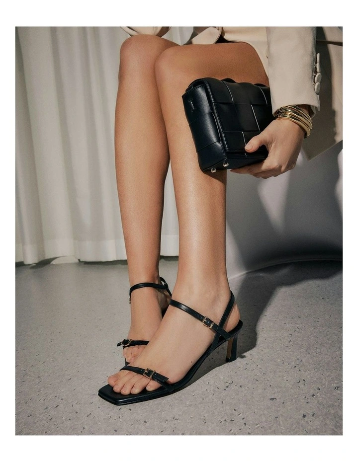 Gianni Mid Heel Sandals in Black image 2