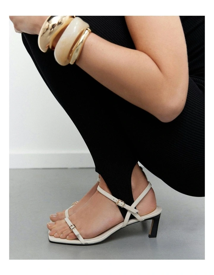 Gianni Mid Heel Sandals in Off White image 7