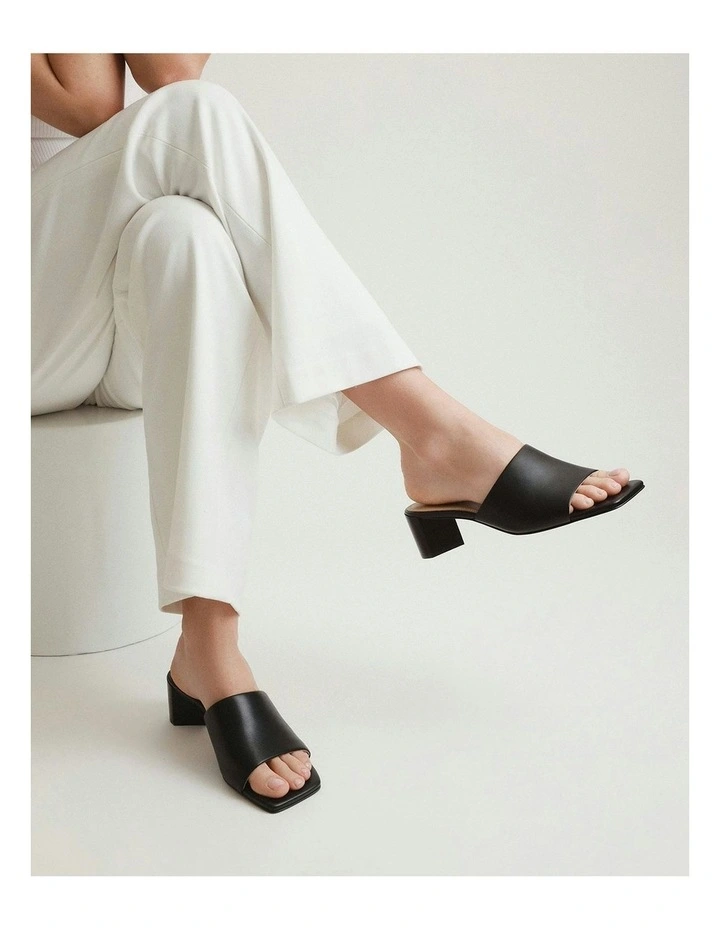 Herbie Mid Heel Sandals in Black image 7