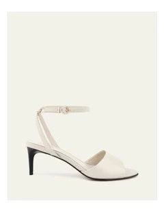 Tanya Mid Heel Sandals in Off White