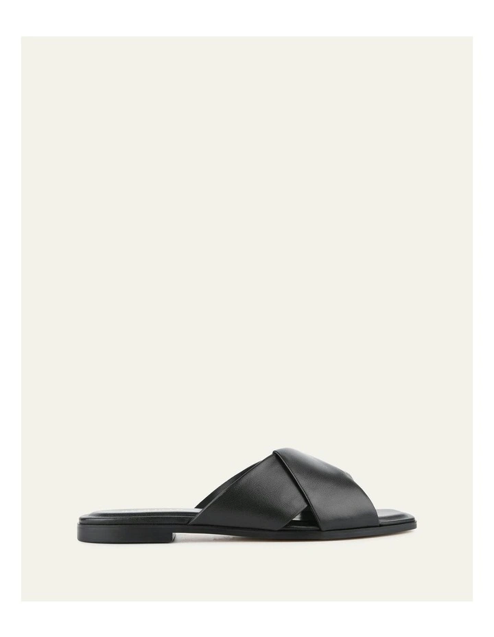 Cyra Flat Leather Sandals in Black image 1