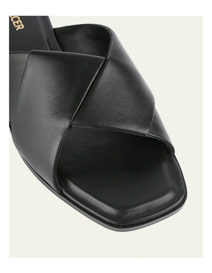 Cyra Flat Leather Sandals in Black image 4