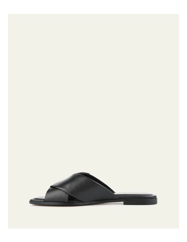Cyra Flat Leather Sandals in Black image 6