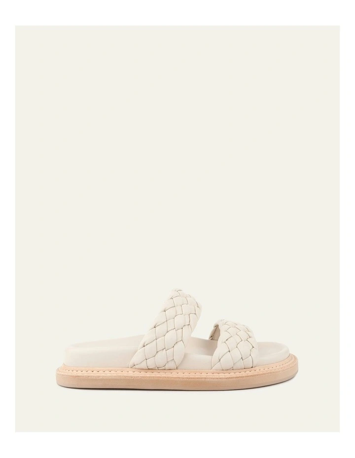 Vega Flat Leather Sandals in Off White image 1