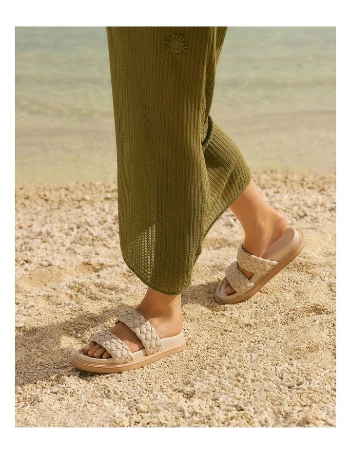 Vega Flat Leather Sandals in Off White image 2