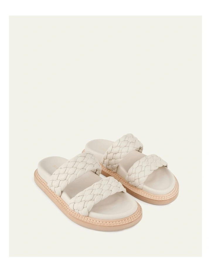Vega Flat Leather Sandals in Off White image 3