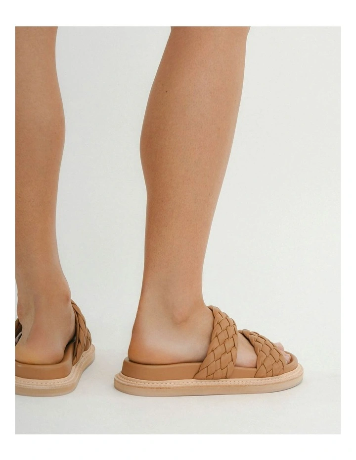 Vega Flat Leather Sandals in Brown image 2