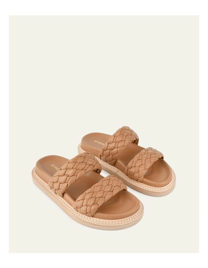 Vega Flat Leather Sandals in Brown image 3