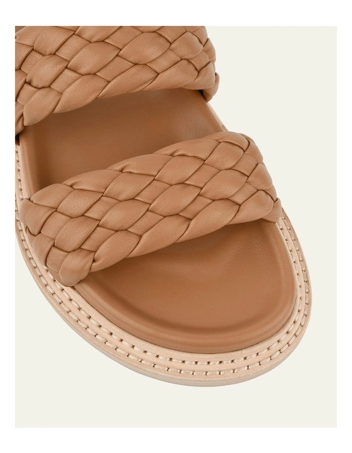 Vega Flat Leather Sandals in Brown image 4