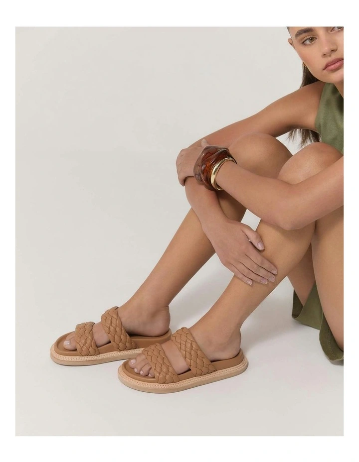 Vega Flat Leather Sandals in Brown image 7