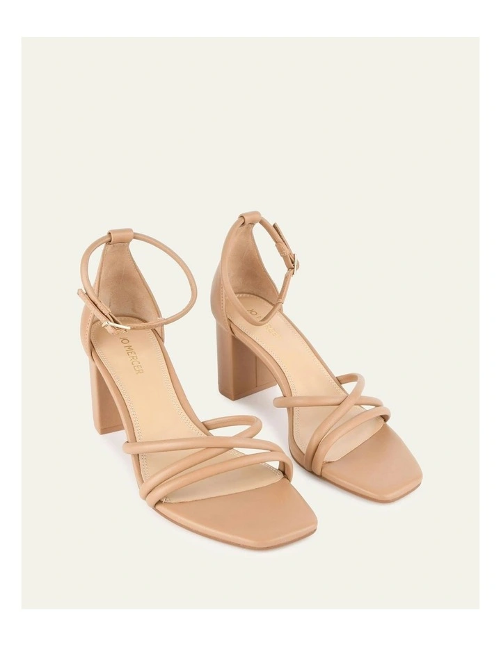 Nicola Mid Heel Leather Sandals in Tan image 2
