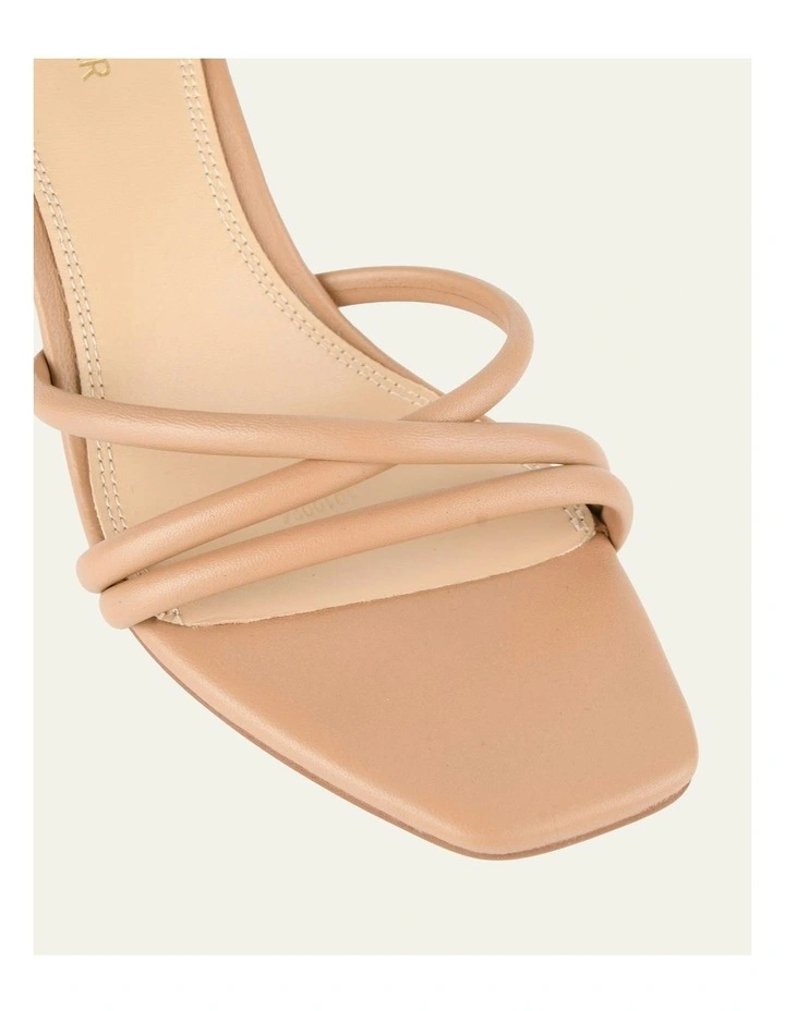 Nicola Mid Heel Leather Sandals in Tan image 3