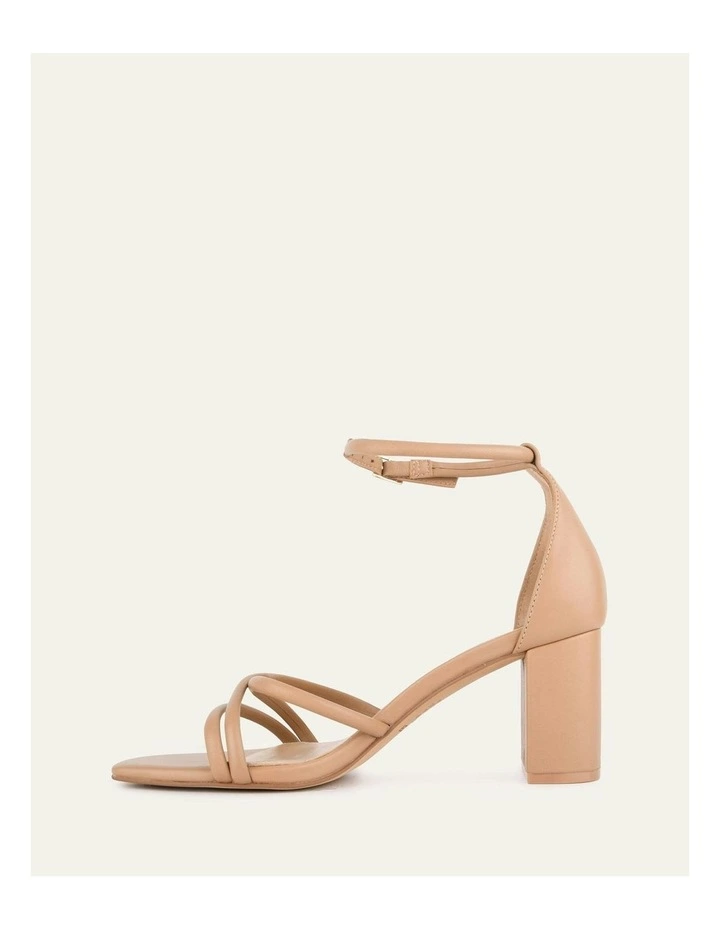Nicola Mid Heel Leather Sandals in Tan image 5