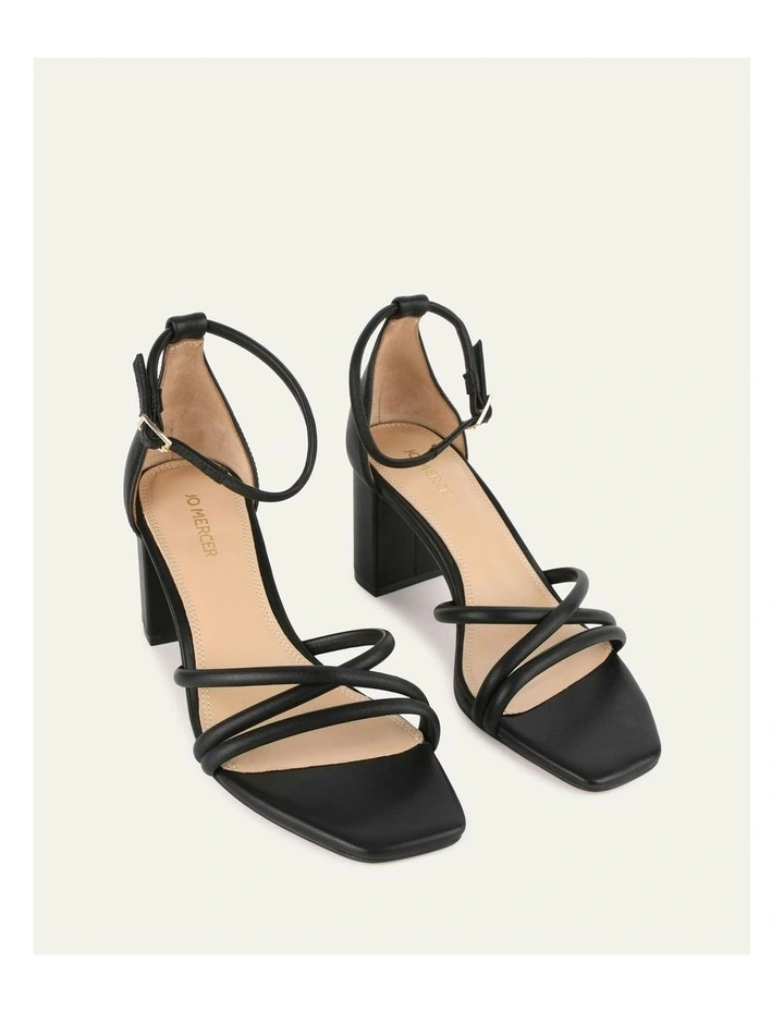 Nicola Mid Heel Leather Sandals in Black image 2