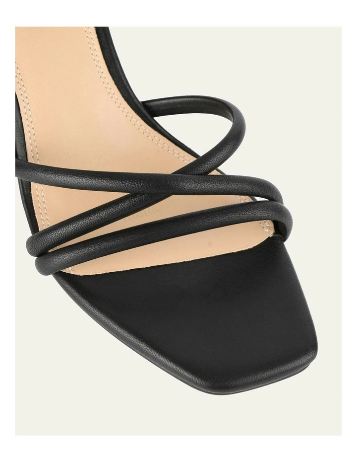 Nicola Mid Heel Leather Sandals in Black image 3