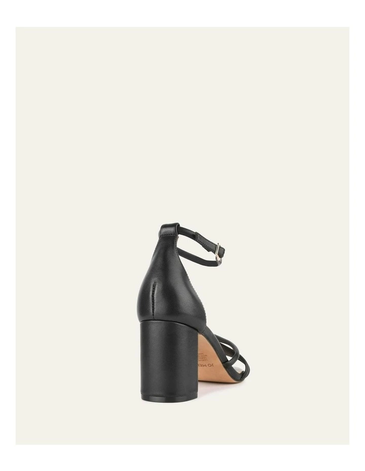 Nicola Mid Heel Leather Sandals in Black image 4