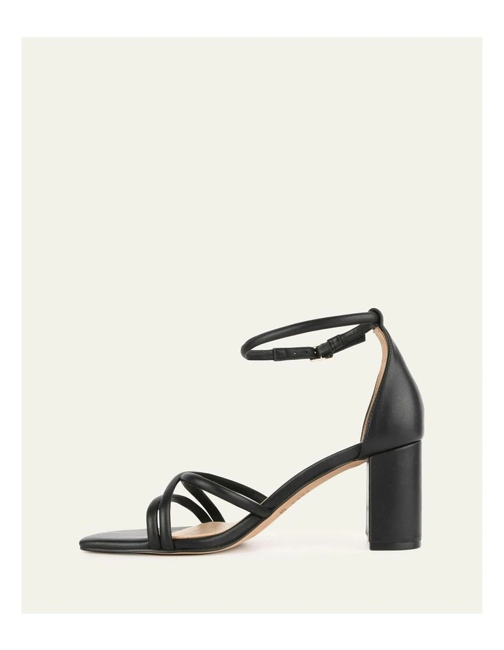 Nicola Mid Heel Leather Sandals in Black image 5