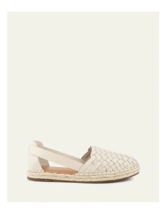 Opal Flat Leather Espadrilles in Off White