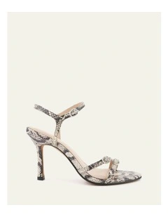 Romy High Heel Leather Sandals in Natural