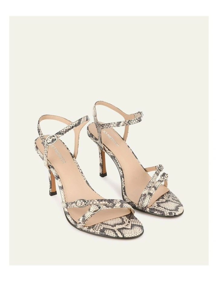 Romy High Heel Leather Sandals in Natural image 3