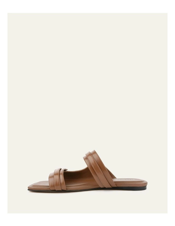 Quill Flat Leather Sandals in Dark Tan image 6