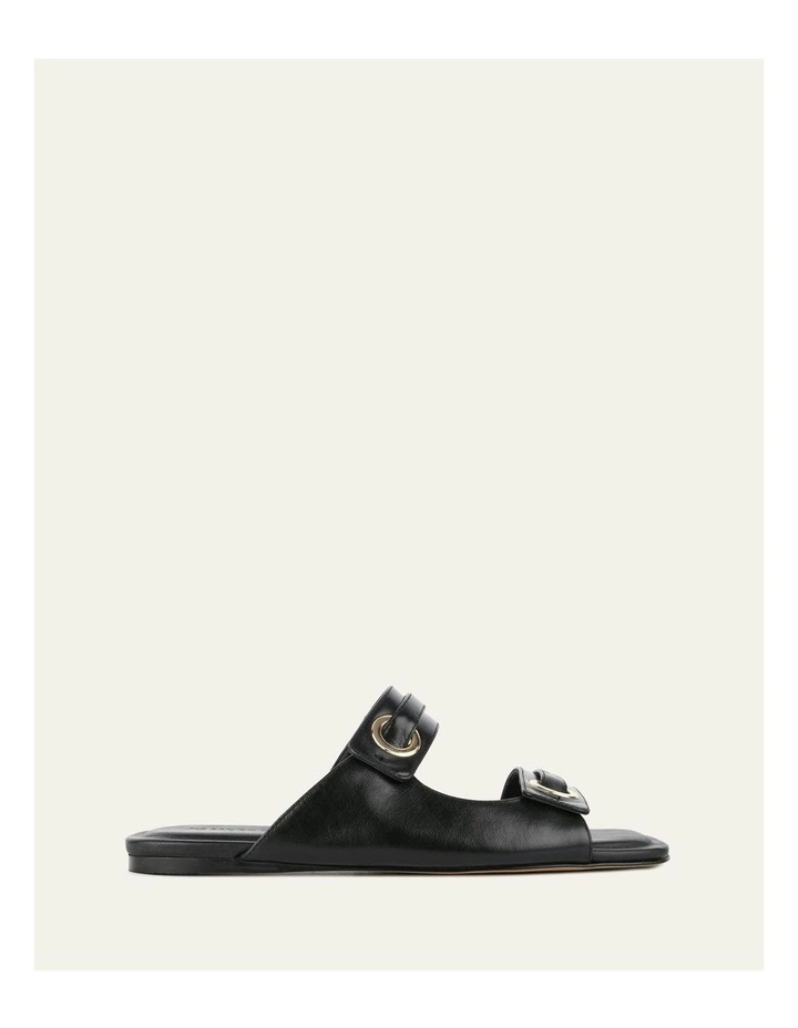 Quill Flat Leather Sandals in Black image 1