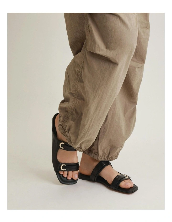 Quill Flat Leather Sandals in Black image 4