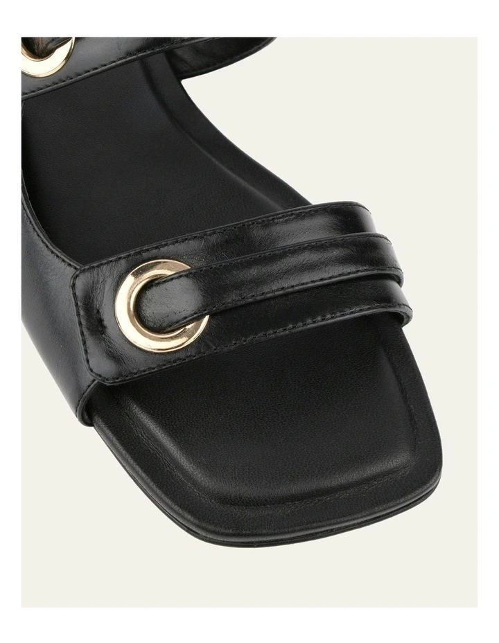 Quill Flat Leather Sandals in Black image 6