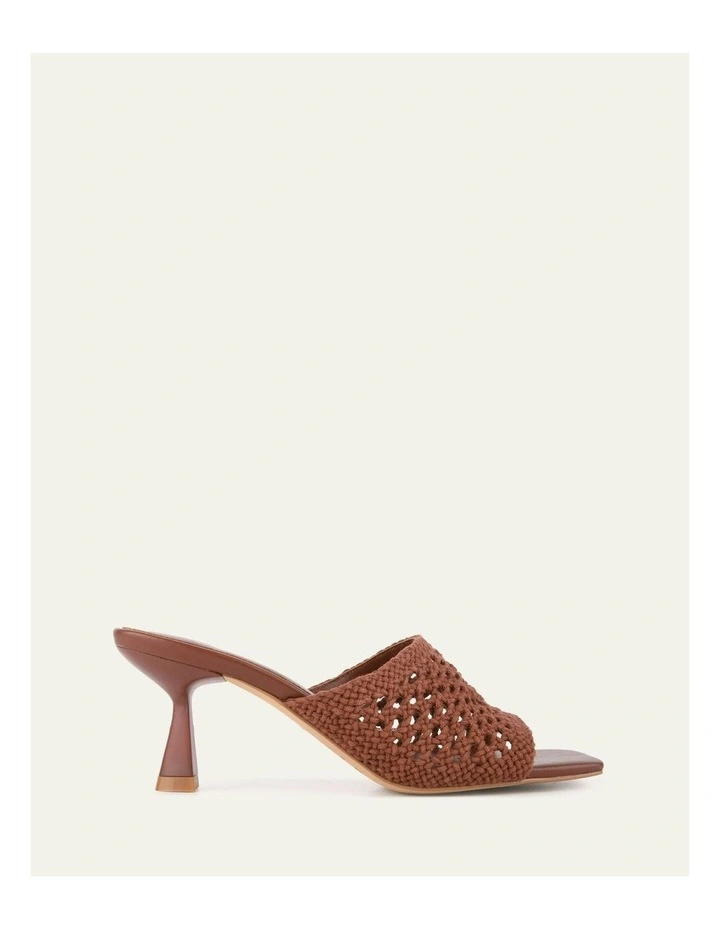 Jordyn Mid Heel Textile Sandals in Cognac image 1