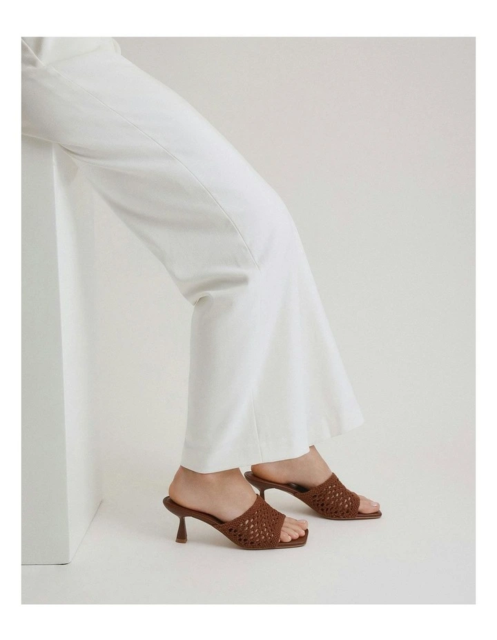 Jordyn Mid Heel Textile Sandals in Cognac image 2