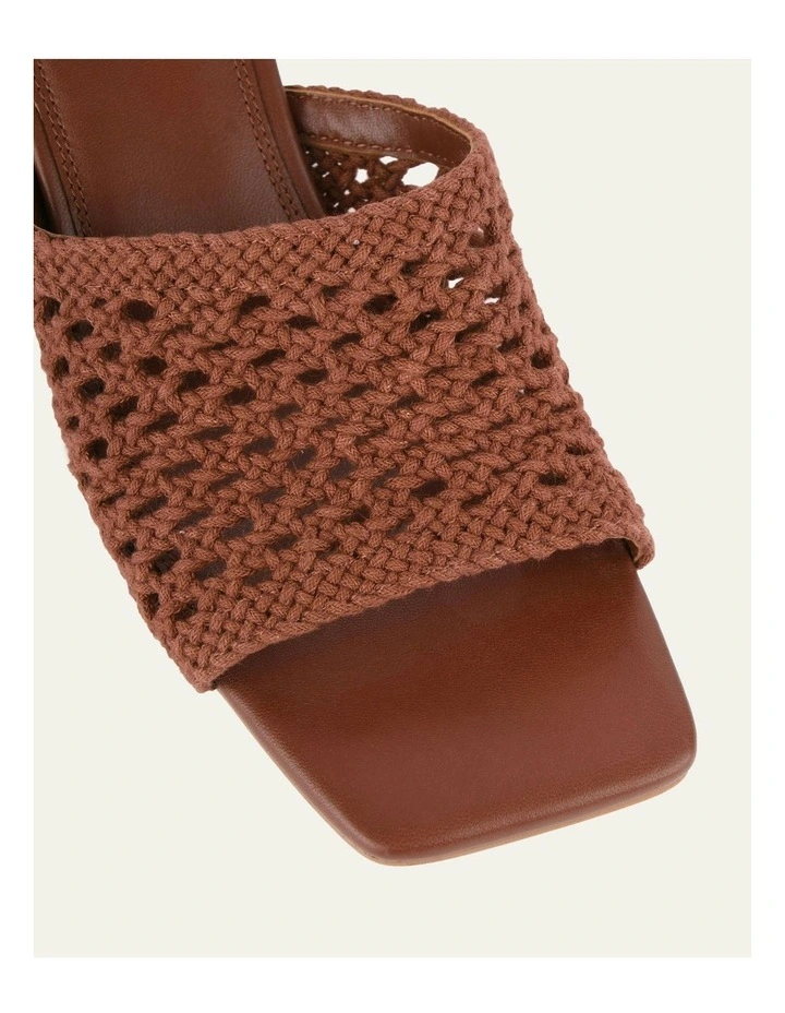 Jordyn Mid Heel Textile Sandals in Cognac image 4