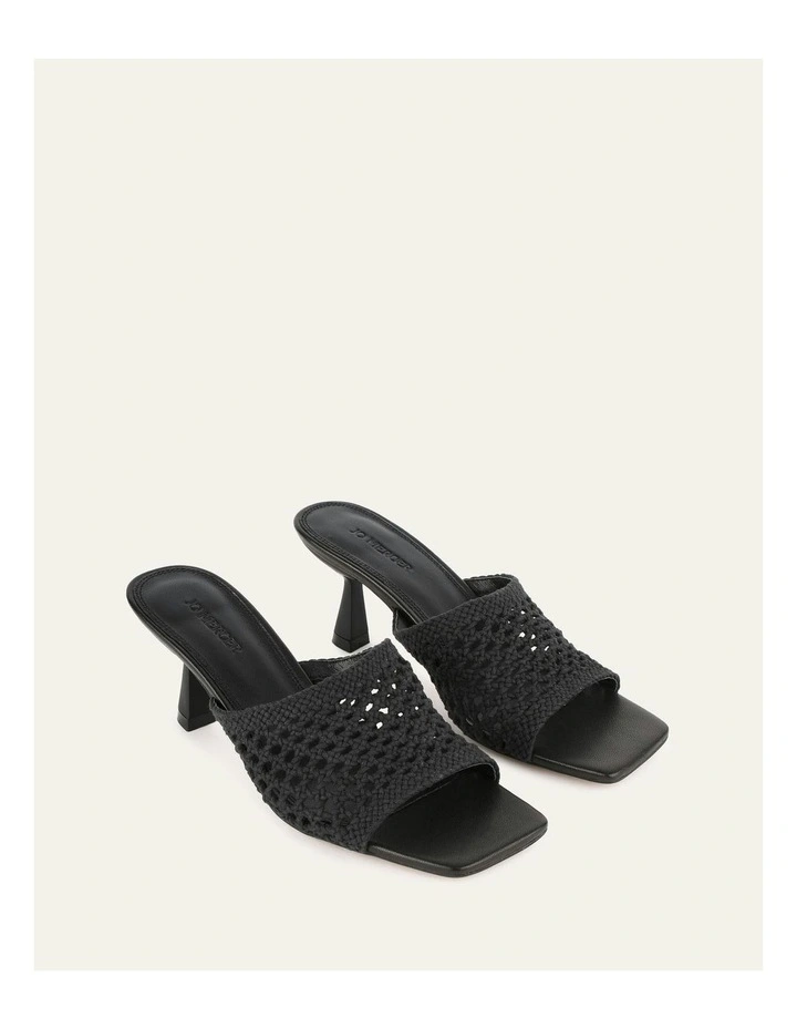 Jordyn Mid Heel Textile Sandals in Black image 3