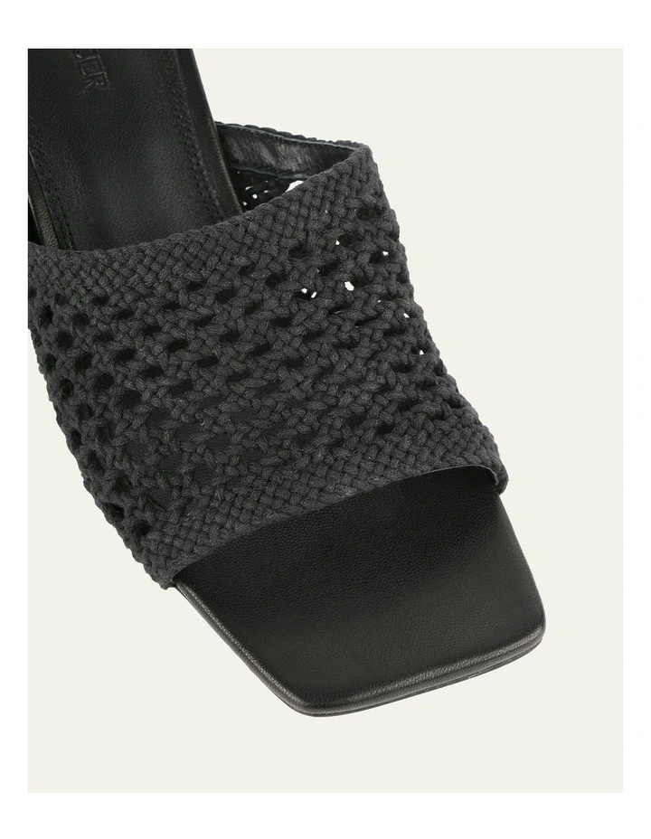 Jordyn Mid Heel Textile Sandals in Black image 4