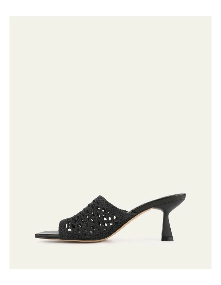 Jordyn Mid Heel Textile Sandals in Black image 6