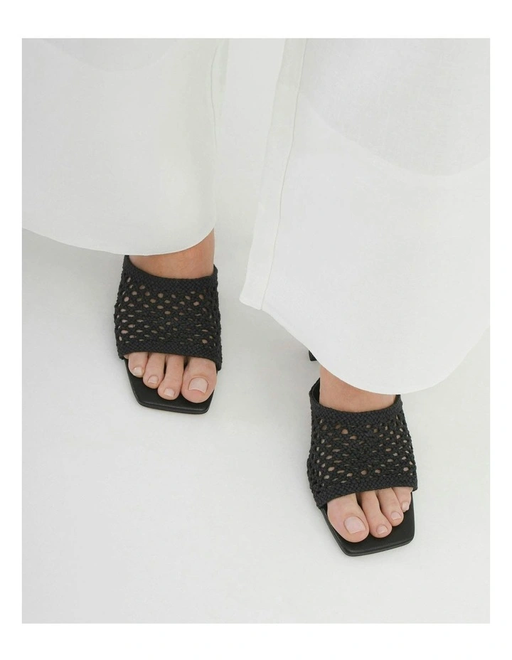 Jordyn Mid Heel Textile Sandals in Black image 7