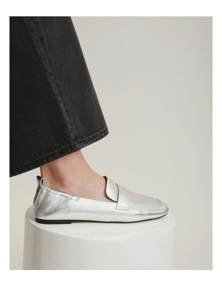Bowen Leather Loafers in Silver image 2