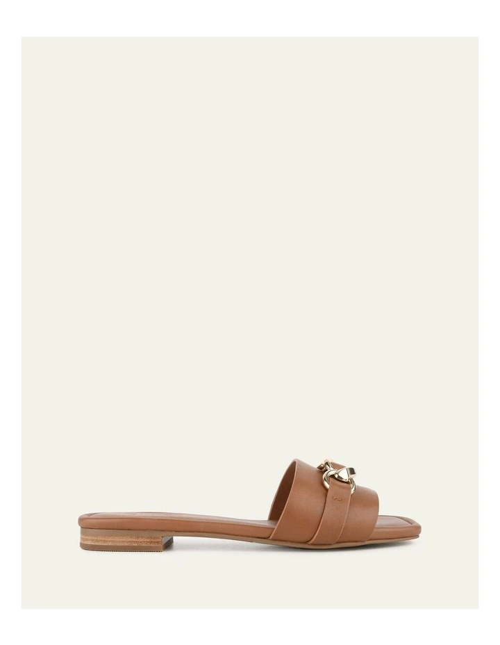 Pablo Flat Leather Slide in Dark Tan image 1
