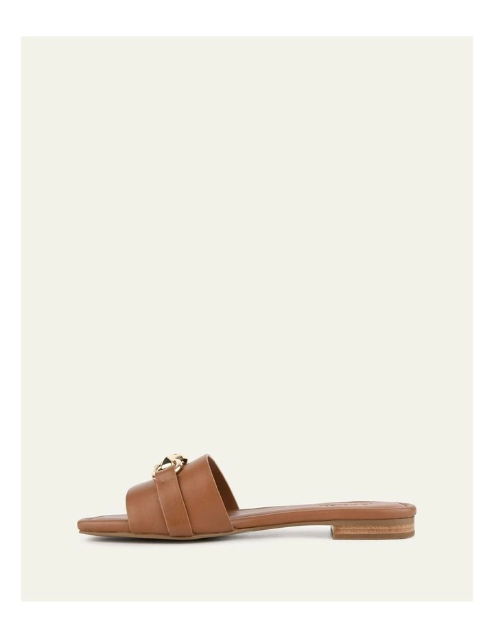 Pablo Flat Leather Slide in Dark Tan image 6