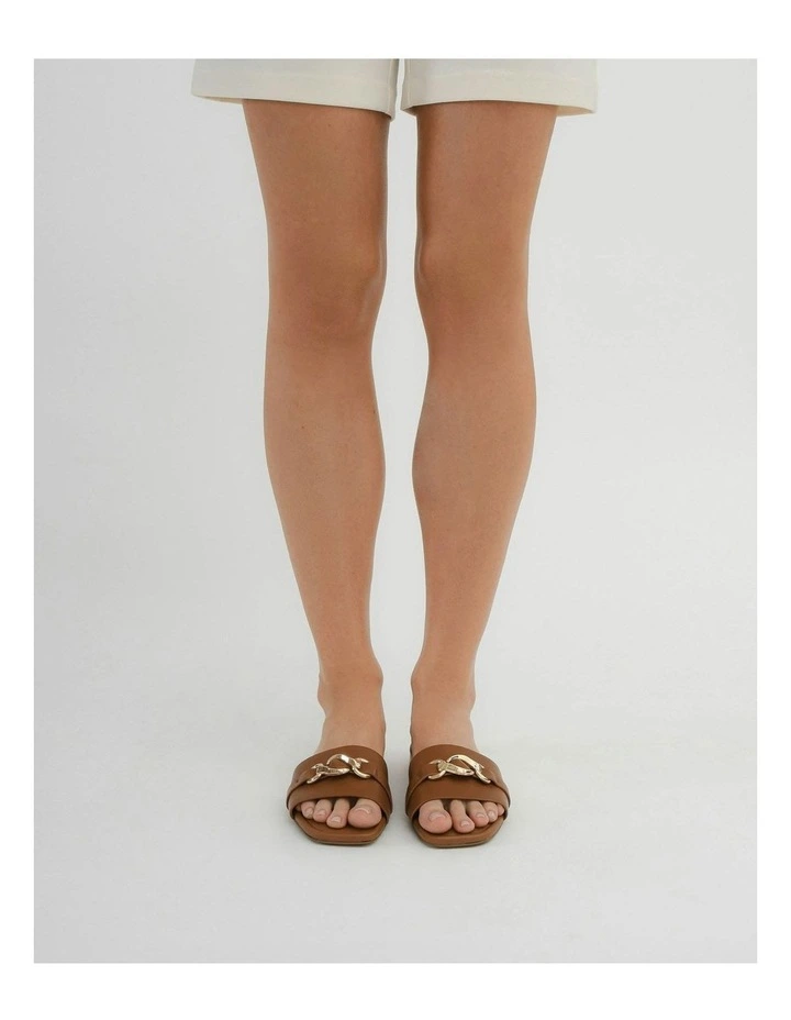 Pablo Flat Leather Slide in Dark Tan image 7