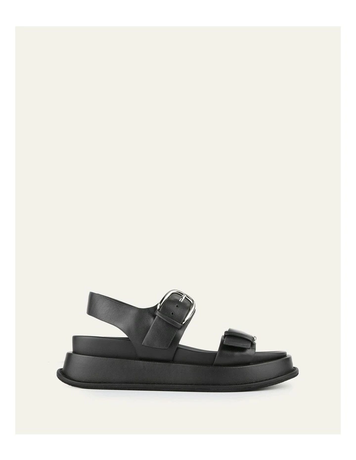 Mabel Flat Leather Sandals in Black image 1