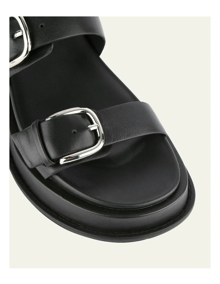 Mabel Flat Leather Sandals in Black image 4