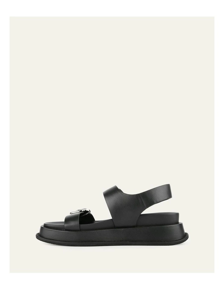 Mabel Flat Leather Sandals in Black image 6