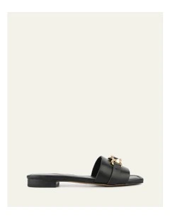 Pablo Flat Leather Slide in Black