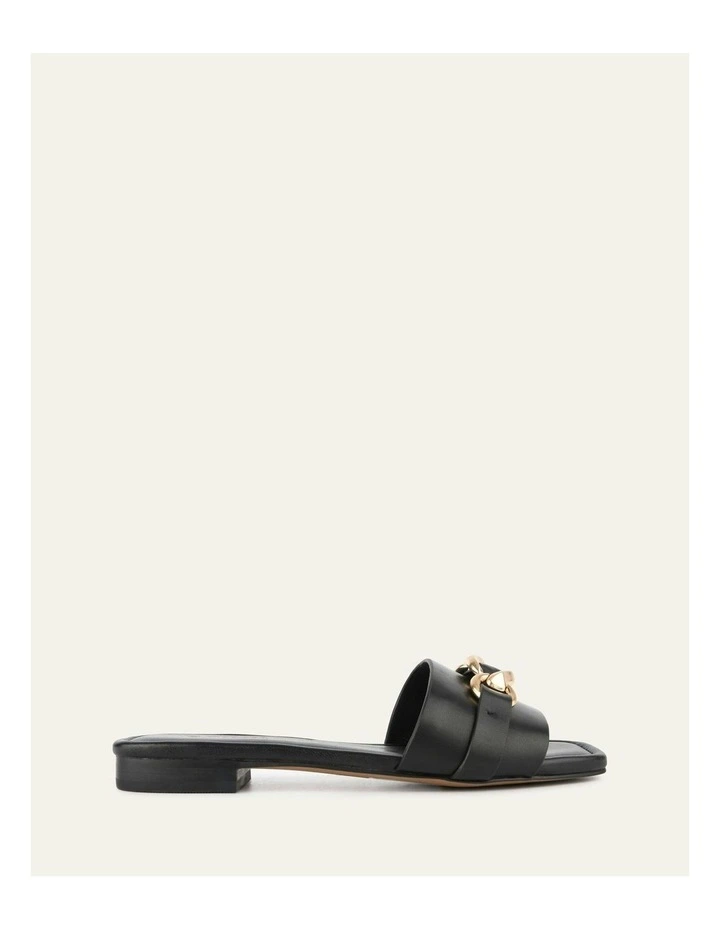 Pablo Flat Leather Slide in Black image 1