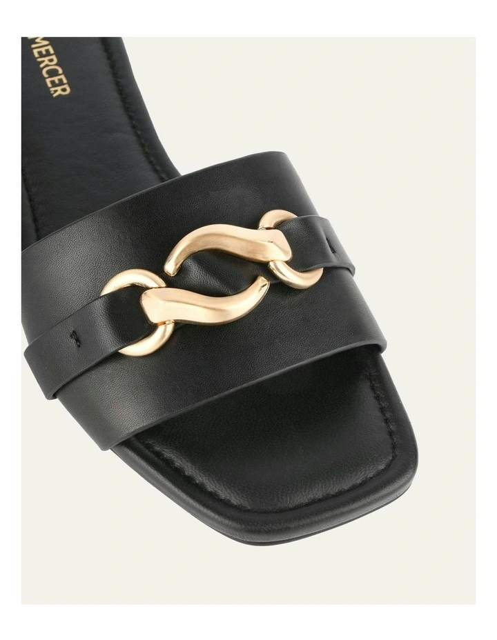 Pablo Flat Leather Slide in Black image 4