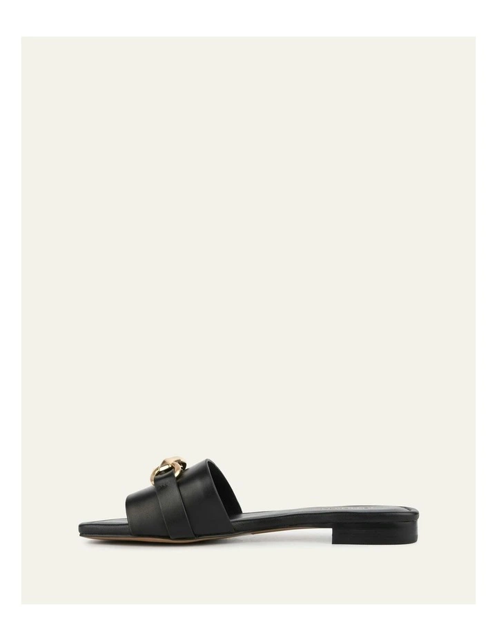 Pablo Flat Leather Slide in Black image 6